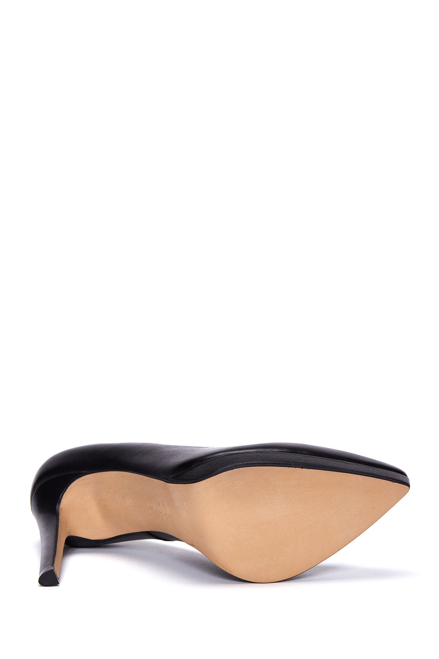 Women's Black Leather Heeled Shoes