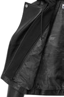 Smart Women's Black Hooded Biker Leather Jacket | Derimod