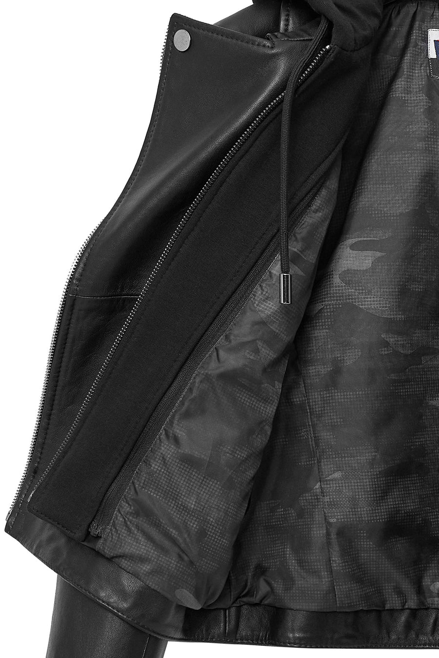 Smart Women's Black Hooded Biker Leather Jacket