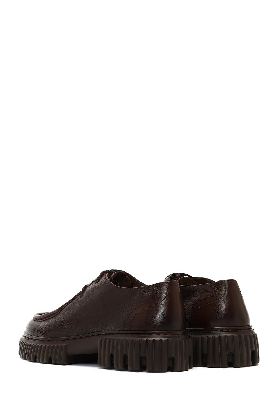 Male Brown Lace-Up Thick-Soled Leather Casual Shoe