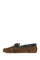Kadın Leopar Desenli Süet Deri Loafer | Derimod
