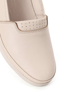 Woman Cream Wedge Leather Comfort Loafers | Derimod