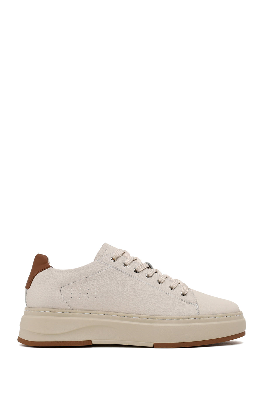 Erkek Beyaz Bağcıklı Kalın Tabanlı Deri Sneaker WM740010DF | Derimod