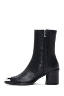 Women's Black Leather Heeled Classic Boots | Derimod