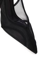 Woman Black High Thin Heeled Backless Suede Shoes | Derimod