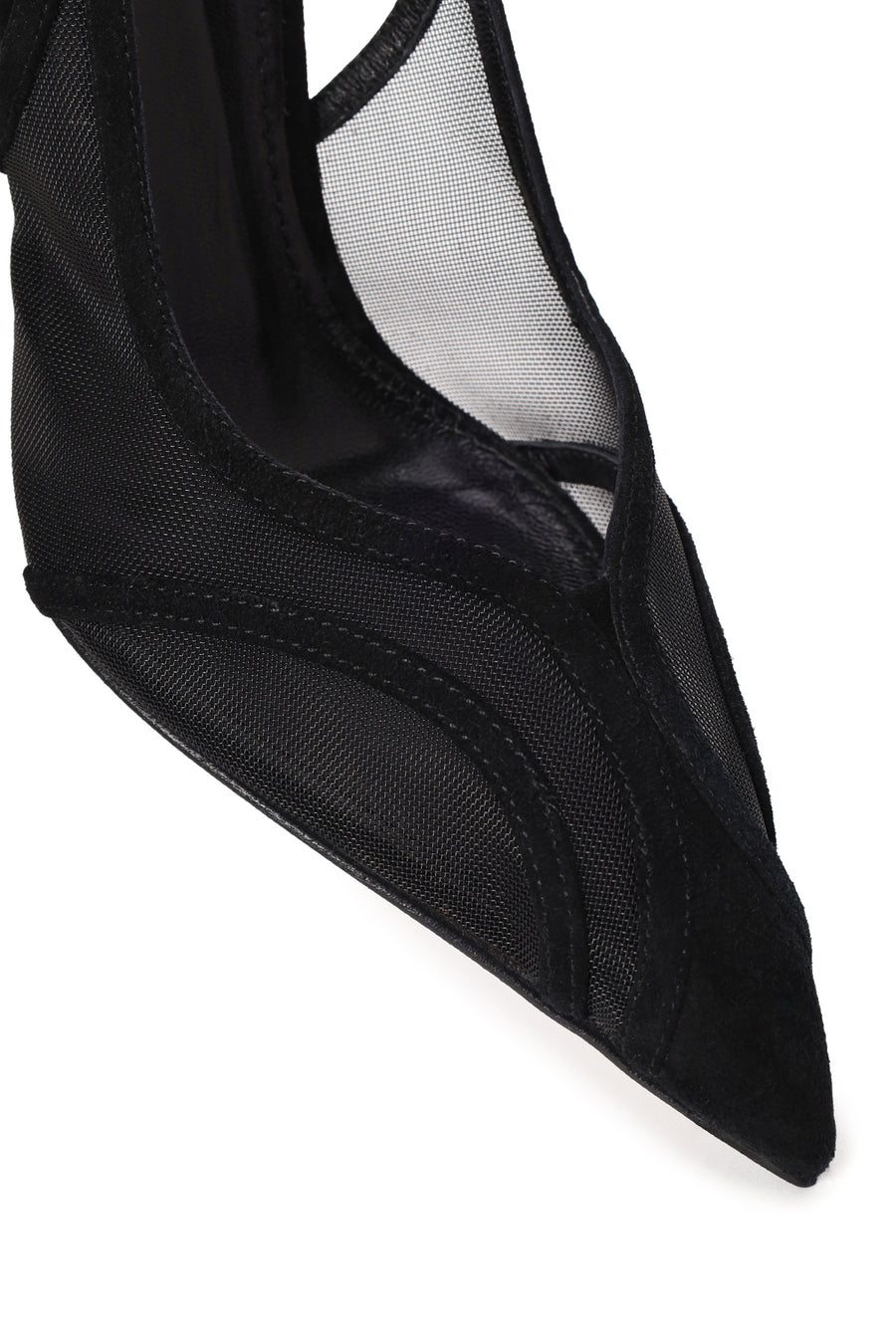 Woman Black High Thin Heeled Backless Suede Shoes