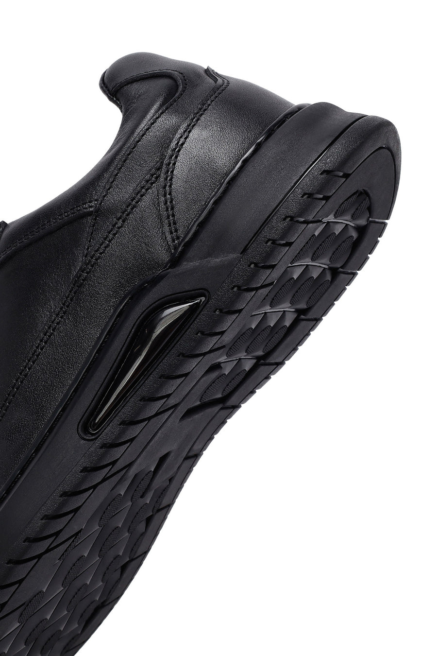 Men's Black Lace-Up Leather Casual Sneakers