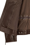 Palmer Male Brown Mandarin Collar Leather Jacket | Derimod