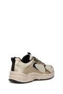 Geox Women Beige D Zarvıa A - Mesh+Pearl.Gbk Lace-Up Thick Sole Leather Sneaker | Derimod