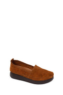 Kadın Taba Kalın Tabanlı Süet Deri Konfor Loafer | Derimod