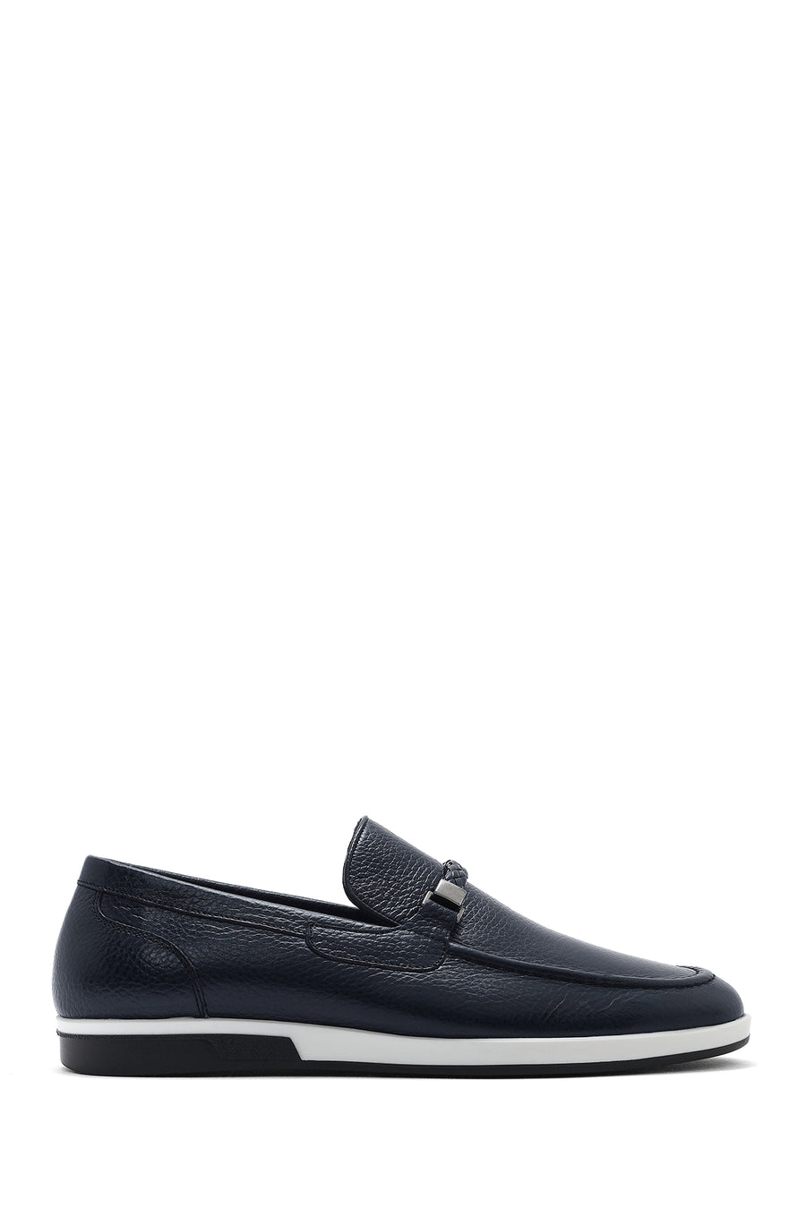 Men's Navy Blue Leather Casual Loafer 25SFD6006FT | Derimod
