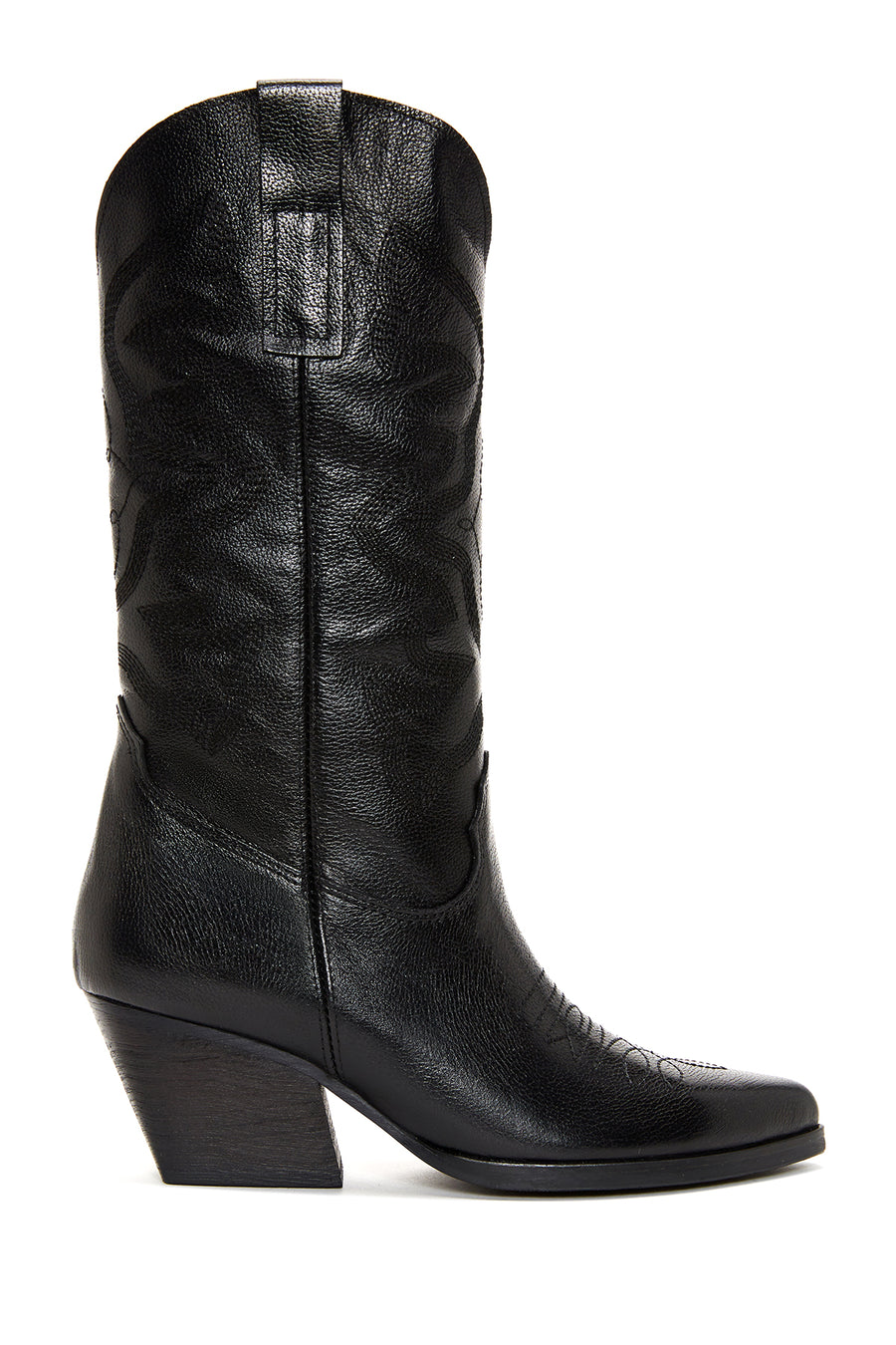 Women's Black Leather Heeled Cowboy Boots 23WFD184418 | Derimod