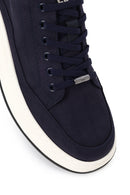 Male Navy Lace-up Fabric Sneaker | Derimod