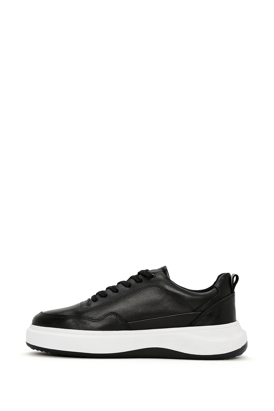 Men's Black Lace-up Leather Sneaker
