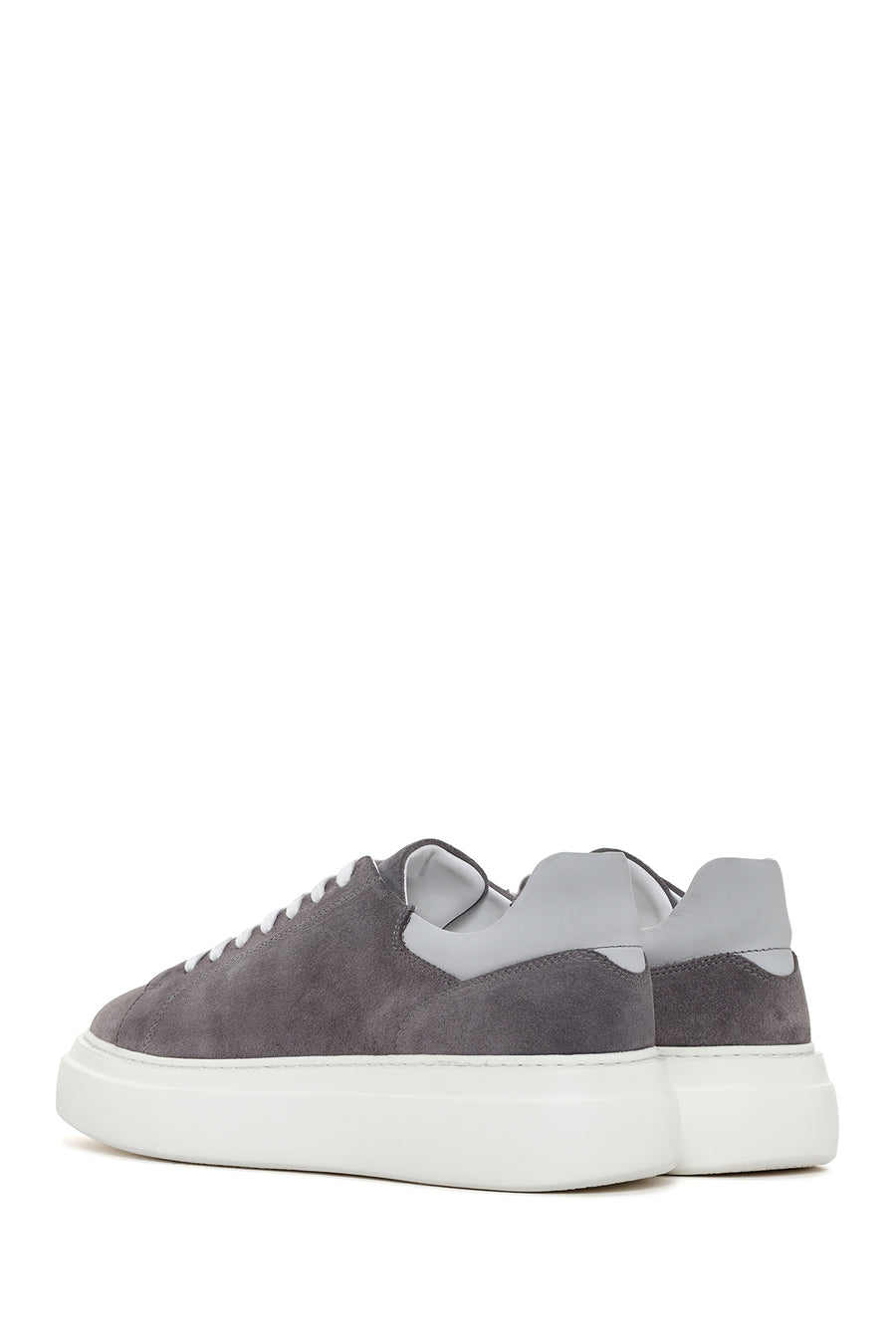 Erkek Gri Kalın Tabanlı Süet Deri Sneaker
