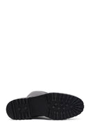 Woman Black Zippered Leather Boot | Derimod