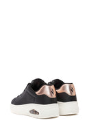 Skechers Women's Black Uno Court Lace-Up Chunky Sole Leather Sneakers | Derimod