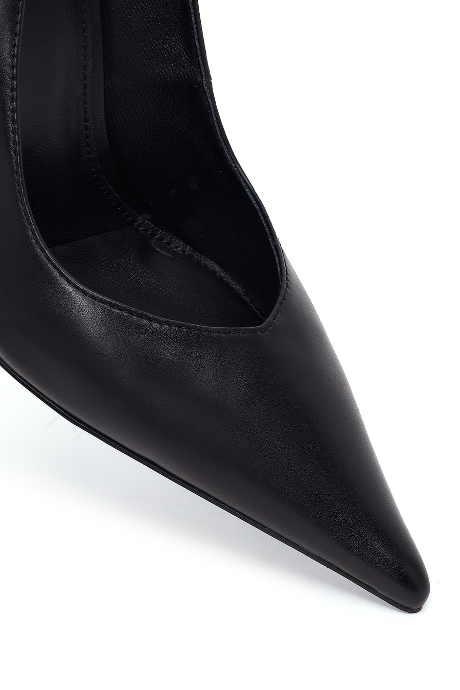 Kadın Siyah Taşlı Yüksek İnce Topuklu Deri Stiletto