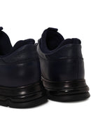 Male Navy Blue Lace-Up Leather Sneaker | Derimod