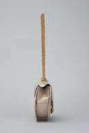 Beige Women's Leather Shoulder Bag with Chain Handle | Derimod