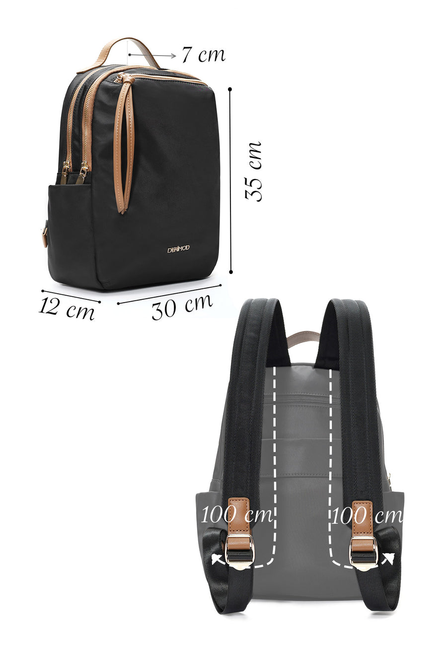 Woman Black Fabric Backpack