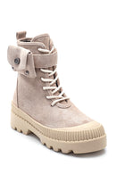 Women's Suede Leather Wallet Detailed Boots | Derimod