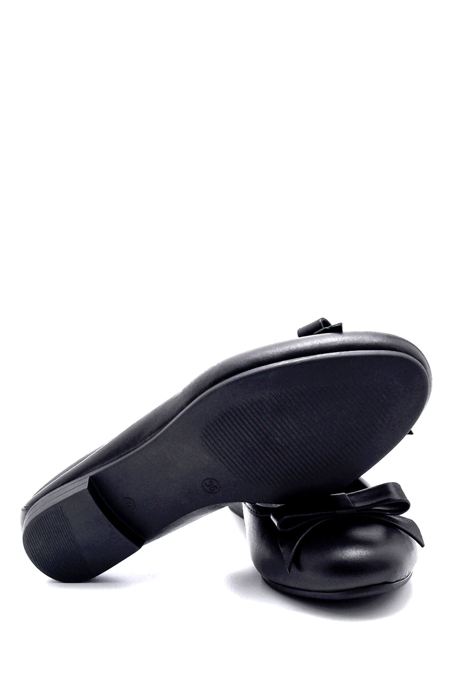 Women's Leather Bow Detailed Ballerinas