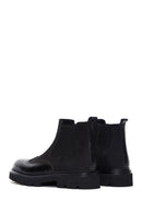 Men's Black Leather Chelsea Flat Boots | Derimod