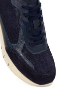 Women's Navy Blue Lace-Up Thick-Soled Leather Sneaker | Derimod