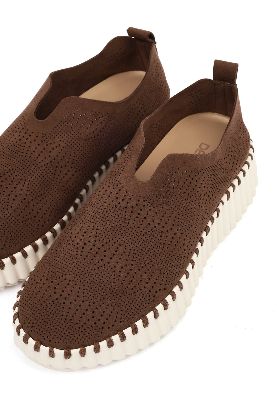 Woman Brown Thick-Soled Patterned Suede Comfort Shoe