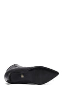 Woman Black Zip Closure Stiletto Heel Leather Boots | Derimod