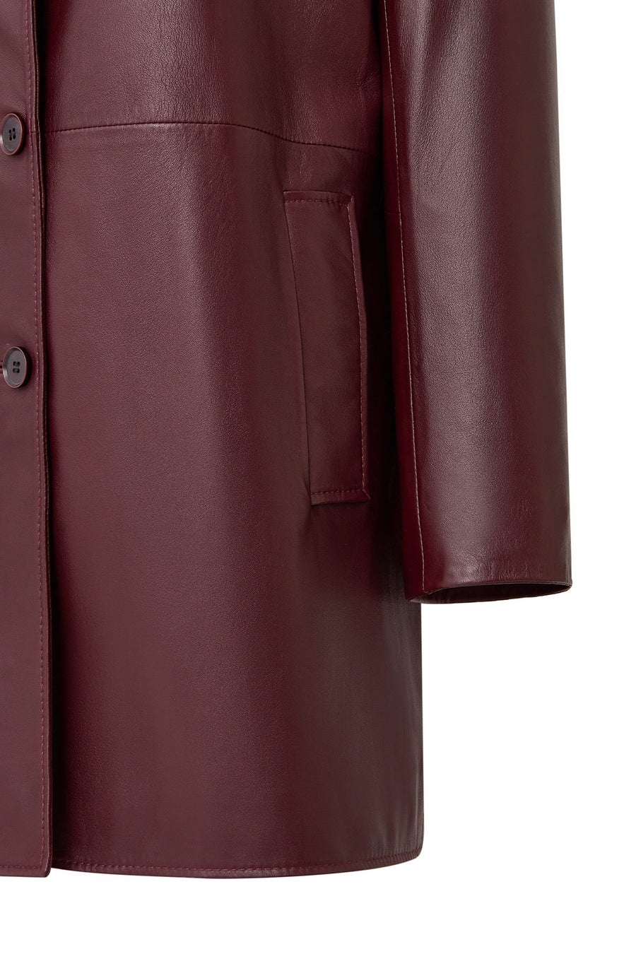 Emma Women's Burgundy Long Leather Coat
