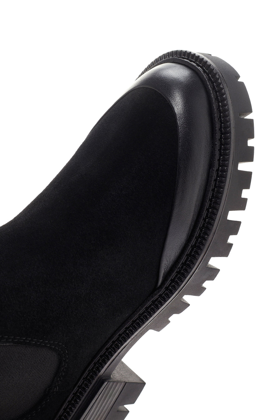 Women's Black Thick Sole Suede Leather Chelsea Boots