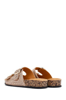 Women's Gold Double Buckle Embellished Slippers | Derimod