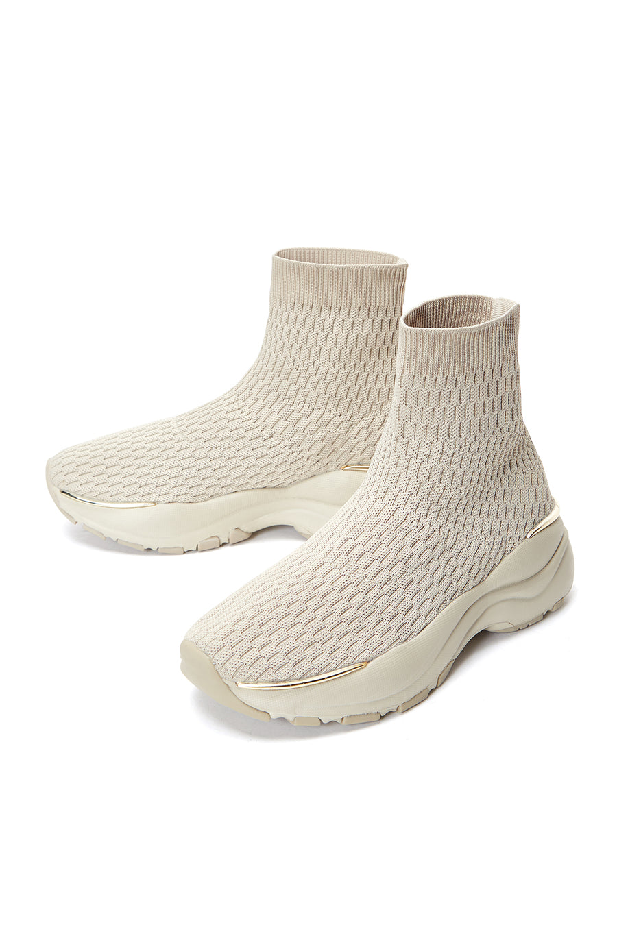 Kadın Bej Kalın Tabanlı Bilekli Sneaker