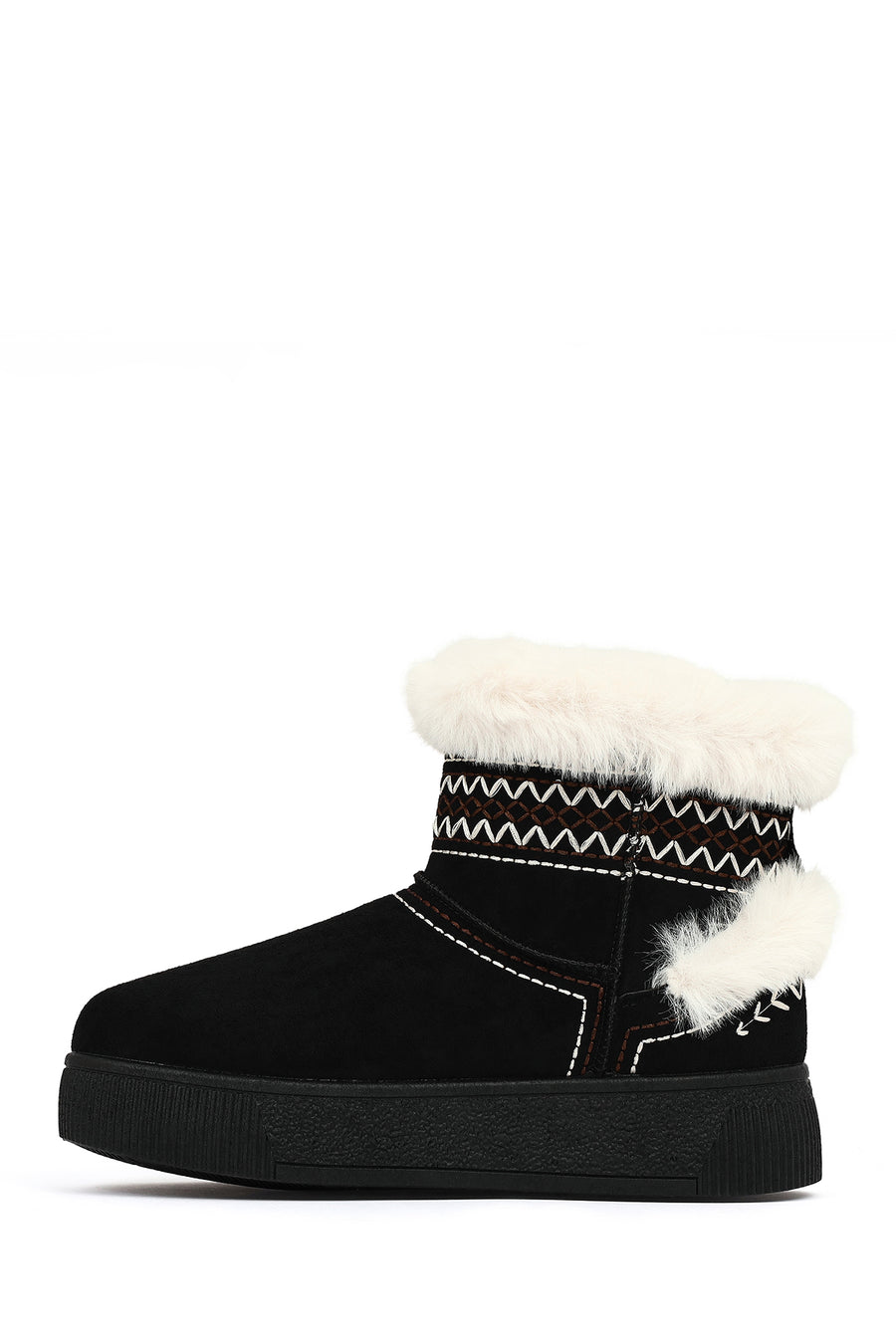 Women's Black Chunky Suede Teddy Boots
