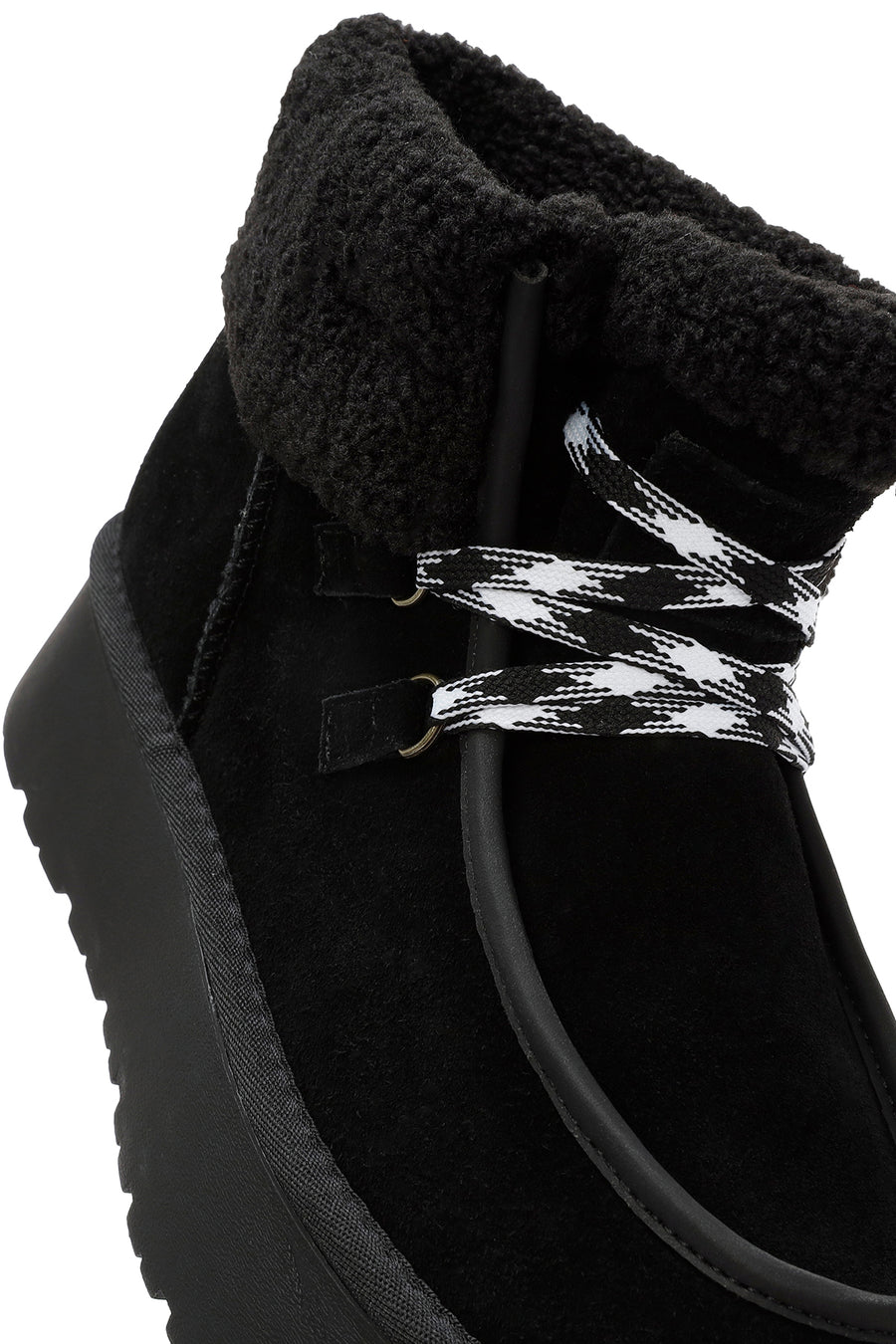 Women's Black Thick-Soled Fur Suede Leather Boots