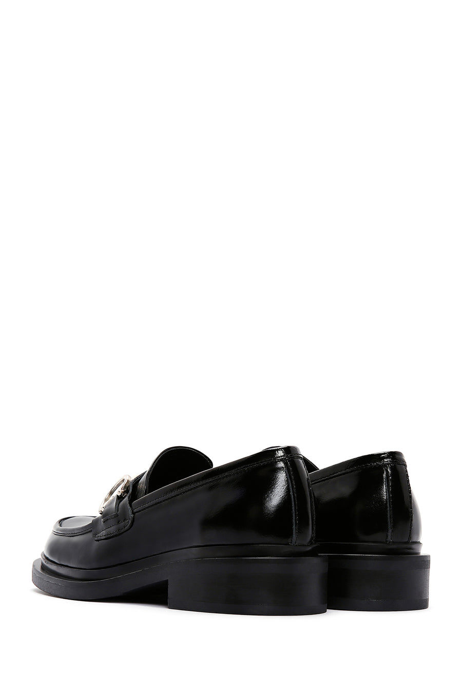 Women's Black Chain Detailed Leather Masculine Loafer