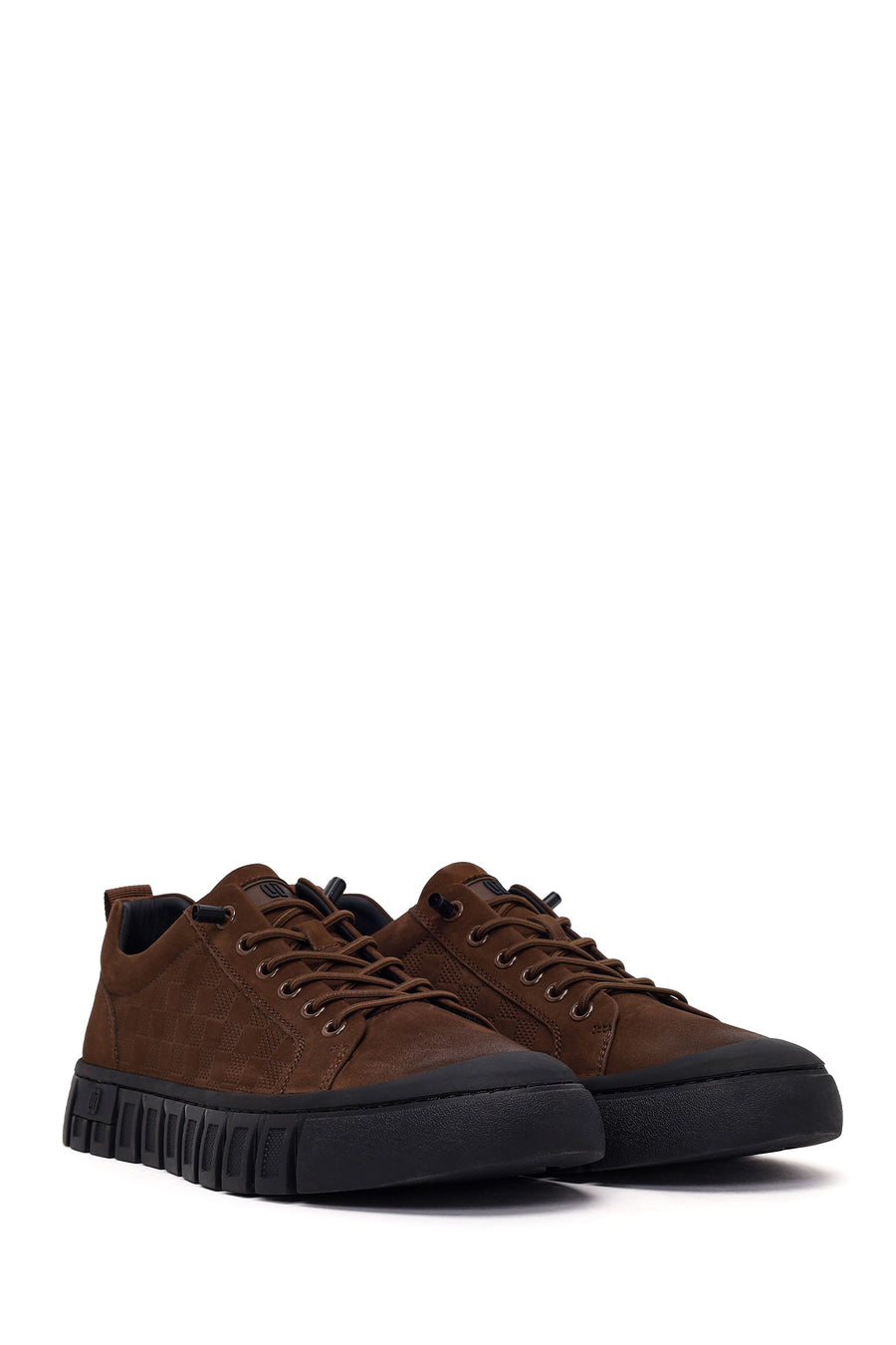 Male Brown Lace-up Thick-soled Nubuck Leather Sneaker