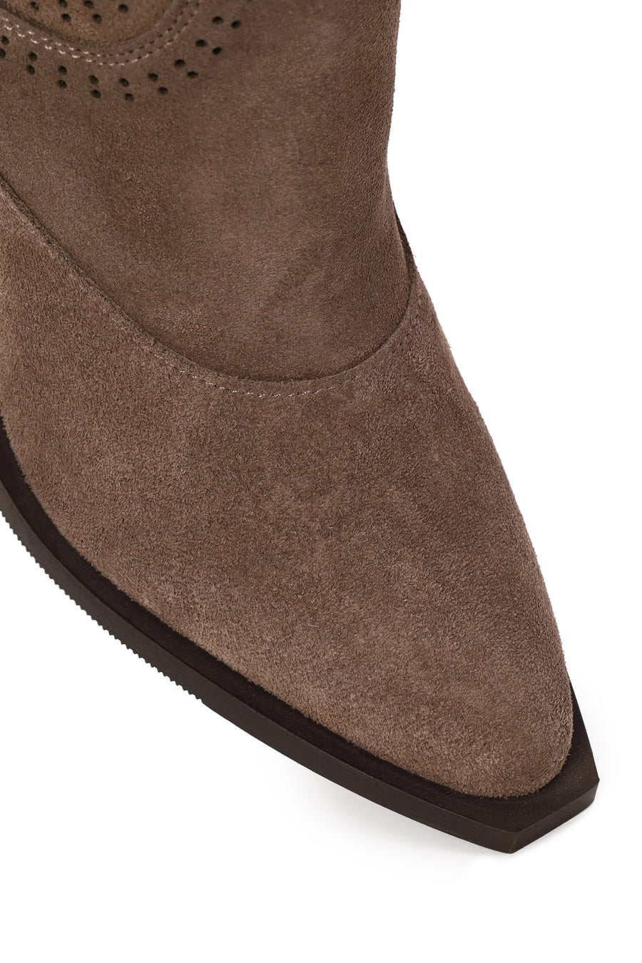 Woman Mink Zip Closure Thick-Heeled Suede Boots