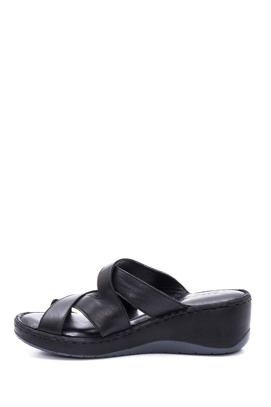Women's Leather Comfort Wedge Heel Slippers