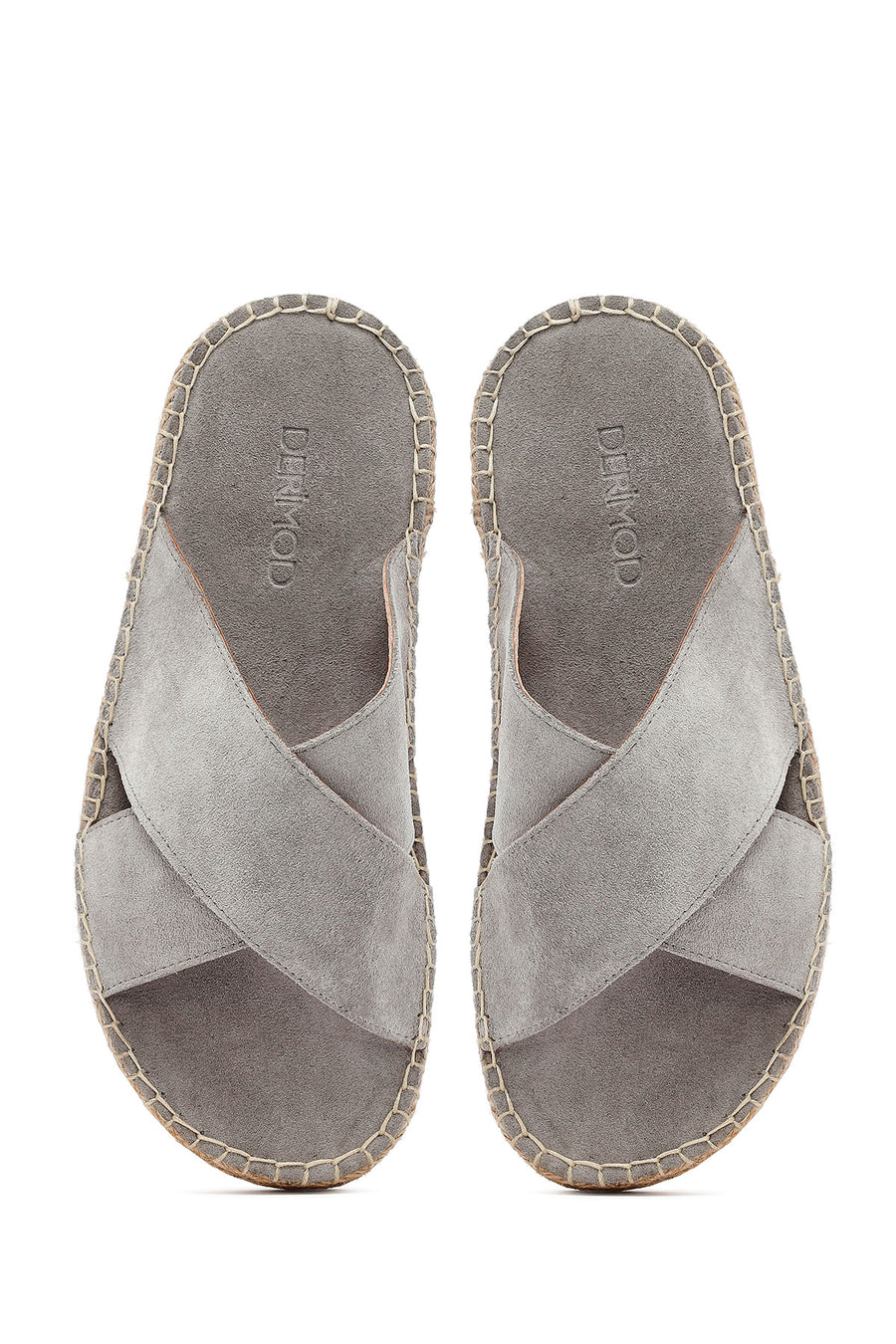 
Men's Grey Suede Leather Espadrille Slippers
