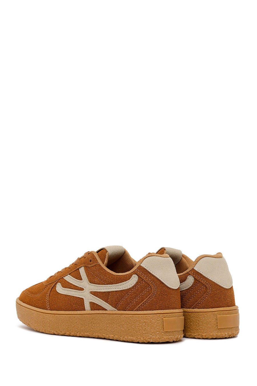 Kadın Taba Bağcıklı Süet Sneaker