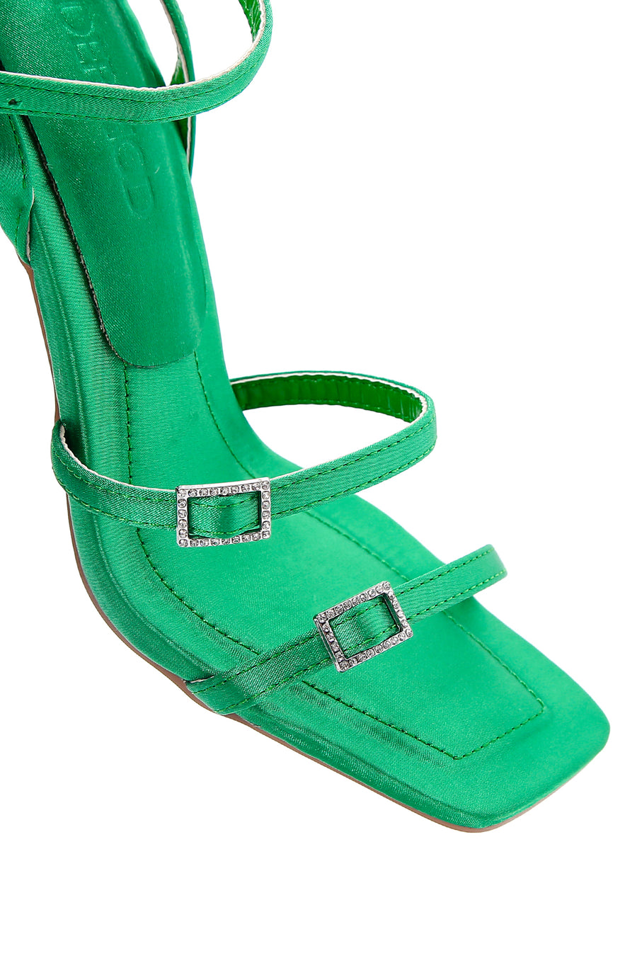 Women's Green Ankle Strap Thin Heel Sandals
