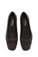 Derimod Flex Woman Brown Bow Leather Ballerine Shoes | Derimod