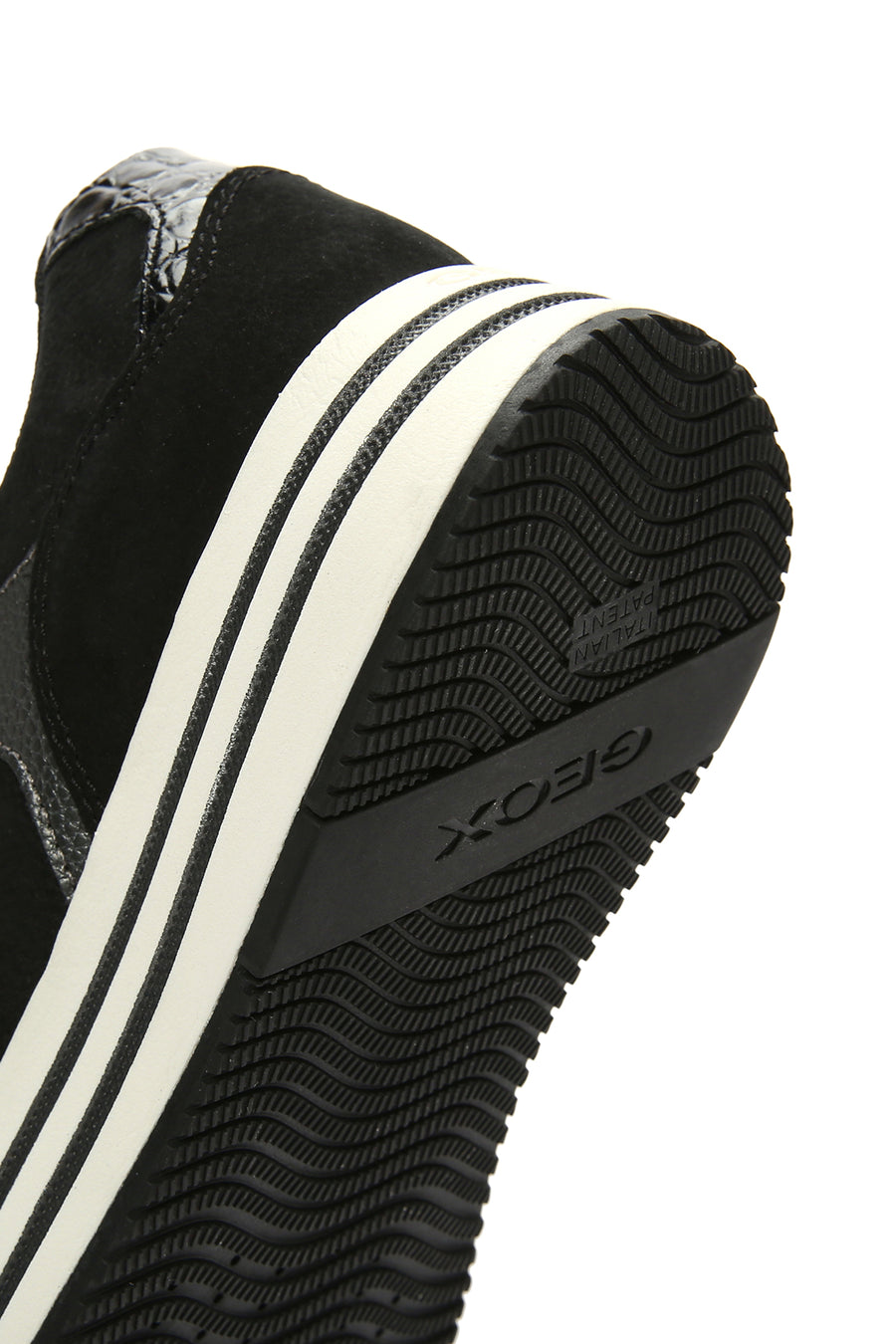 Geox Women's Black Kency Thick Sole Lace-Up Leather Sneaker