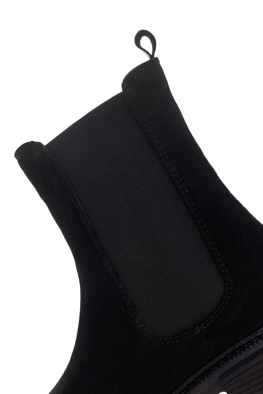 Women's Black Thick Sole Suede Leather Chelsea Boots