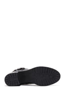 Women's Black Zippered Buckle Detailed Low Heeled Boots | Derimod