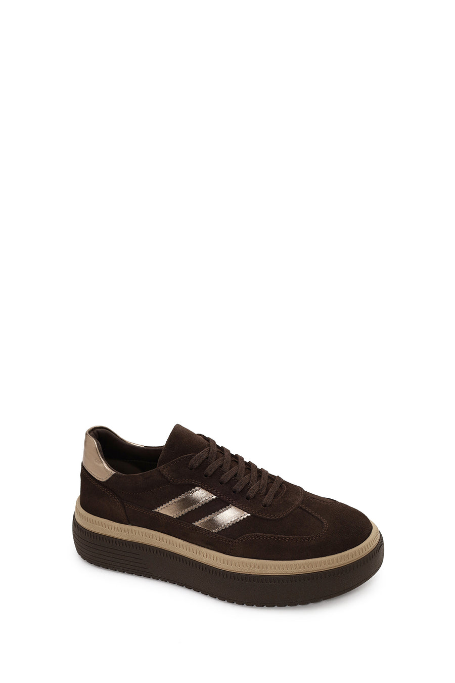 Kadın Kahverengi Bağcıklı Kalın Tabanlı Süet Deri Sneaker