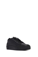 Woman Black Laced Leather Sneakers | Derimod